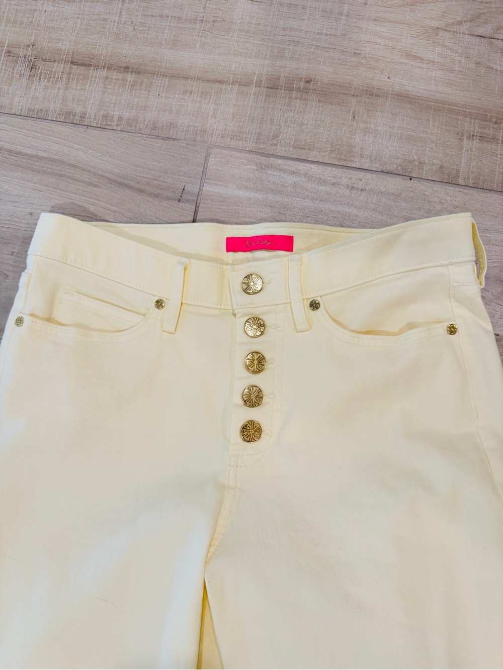 Lilly Pulitzer Yellow High-Rise Button-Front Jeans